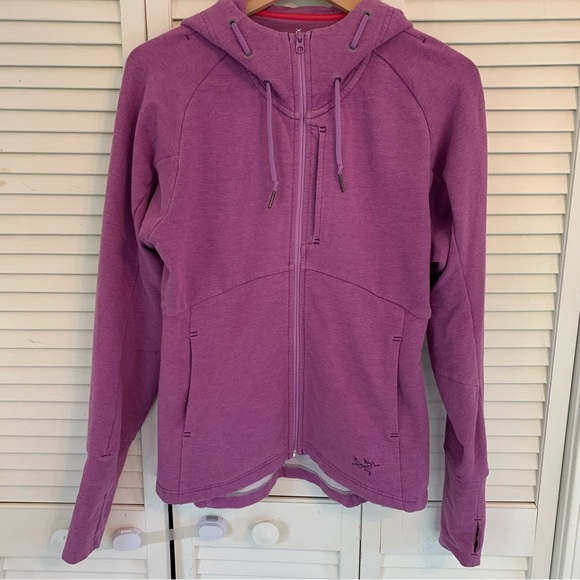Arc'teryx Tarsa Hoodie Womens S Trim Fit Full Zip Jacket Fuchsia Thumbholes - Picture 1 of 16